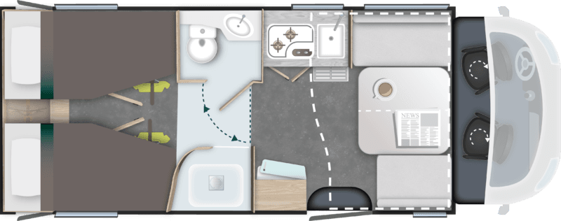 Grundriss Challenger 3057 – Einzelbetten