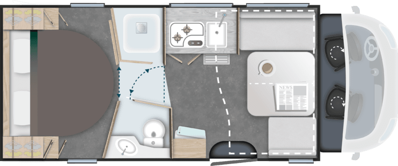 Grundriss Challenger 328 – Zentralbett