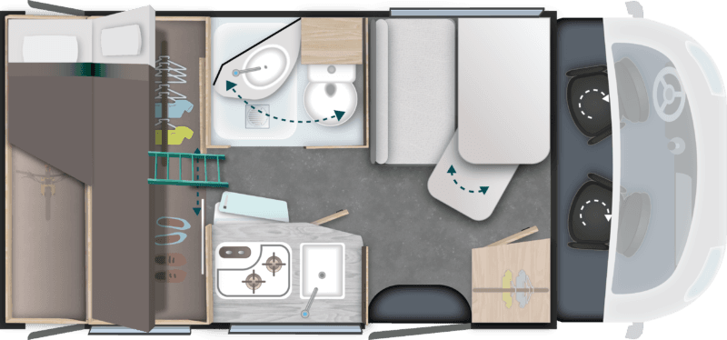 Grundriss Challenger S194 – Heckquerbett + Garage
