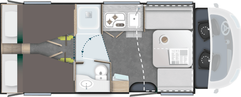 Grundriss Challenger 337 – Einzelbetten