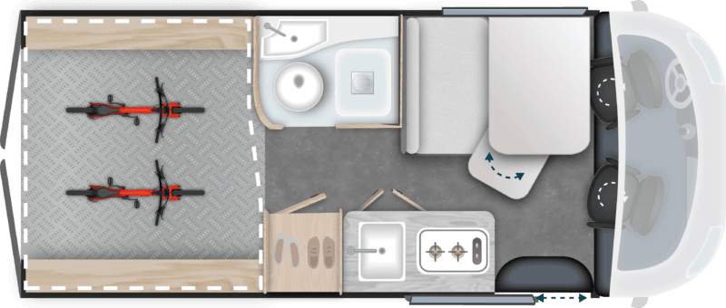 Grundriss Challenger V210 – XXL-Heckbett + Garage
