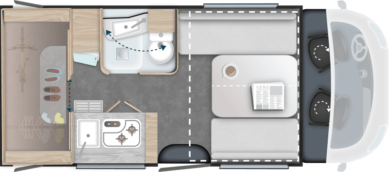Grundriss Challenger X260 – Hubbett, Garage, Dressing